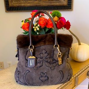 Prada Brown mink Suede Bag